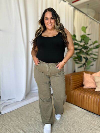 RFM Full Size High Rise Garment Dye Wide Leg Jeans - Hovatok