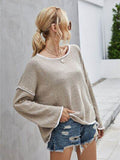 Angel Wings Boat Neck Dropped Shoulder Sweater - Hovatok