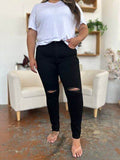 Judy Blue Full Size Distressed Tummy Control High Waist Skinny Jeans - Hovatok
