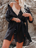Button Up Roll-Tab Sleeve Cover-Up - Hovatok