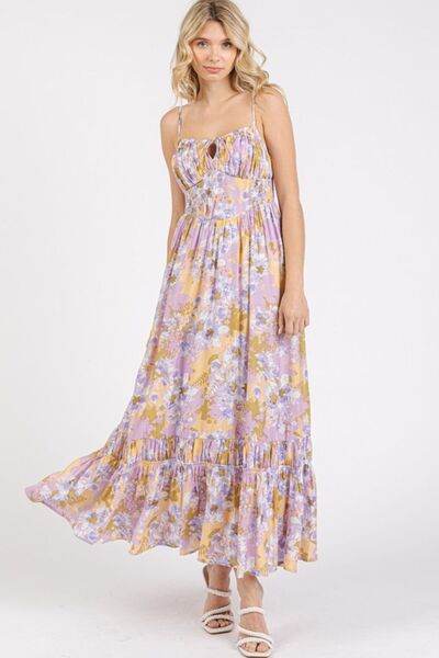Mittoshop Floral Smocked Back Ruffled Hem Maxi Cami Dress - Hovatok