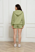 Zip Up Drawstring Hoodie and Shorts Set - Hovatok