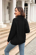 Angel Wings Cable-Knit Turtle Neck Long Sleeve Sweater - Hovatok
