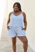 Culture Code Let It Happen Full Size Double Flare Striped Romper in Cobalt Blue - Hovatok
