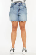 Kancan Full Size Raw Hem High Waist Denim Shorts - Hovatok