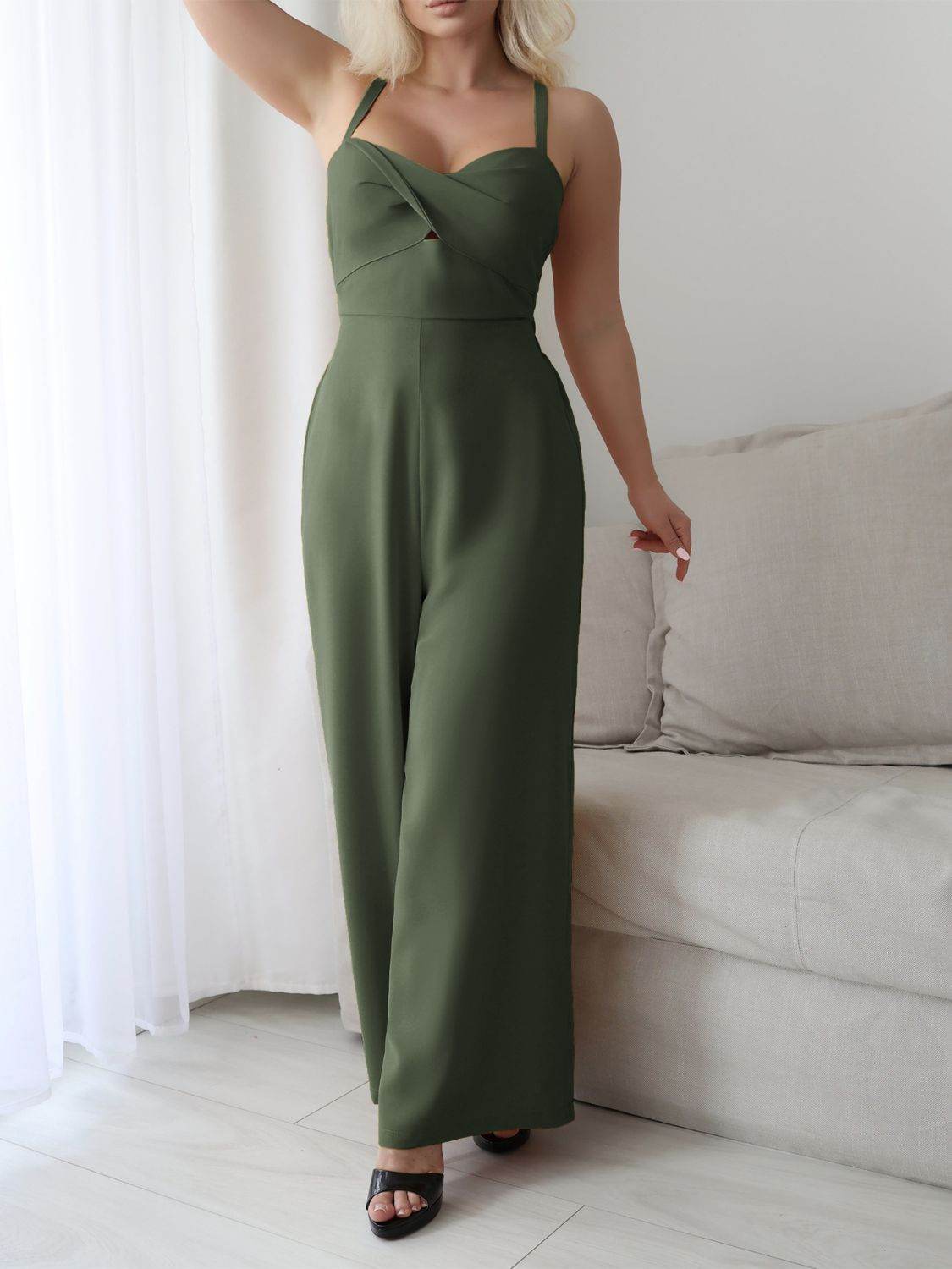 Devine Tie Back Backless Crisscross Jumpsuit - Hovatok