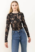 Ces Femme Floral Lace Mesh Bodysuit - Hovatok