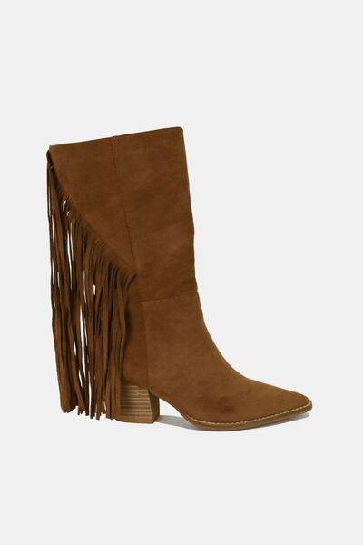 Beast Fashion Suede Fringe Point Toe Boots - Hovatok