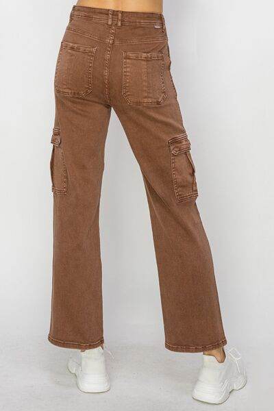 Risen Full Size High Rise Cargo Jeans - Hovatok