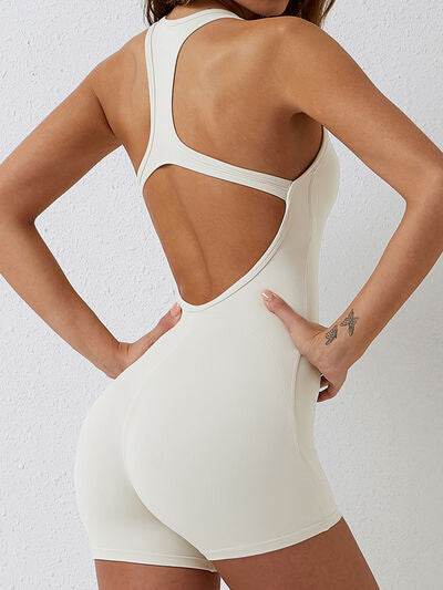 Basic Bae Cutout Racerback Sleeveless Active Romper - Hovatok