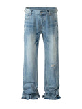 Men's Distressed Raw Hem Jeans - Hovatok