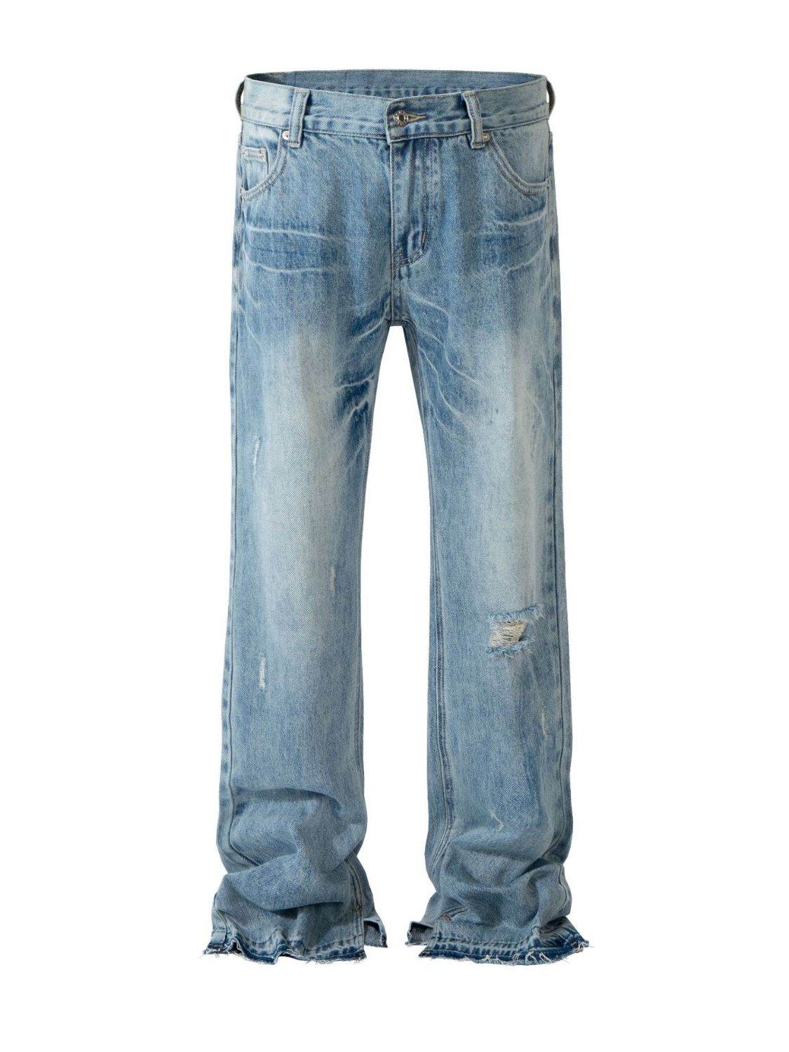 Men's Distressed Raw Hem Jeans - Hovatok