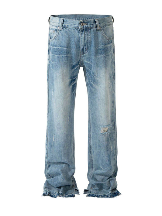 Men's Distressed Raw Hem Jeans - Hovatok