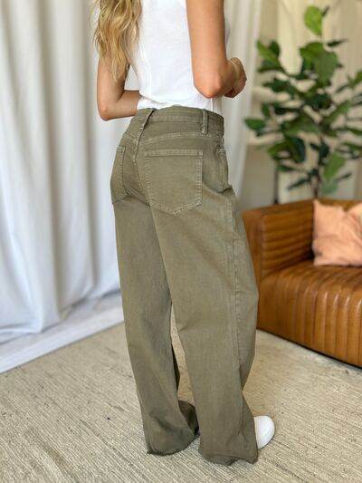 RFM Full Size High Rise Garment Dye Wide Leg Jeans - Hovatok