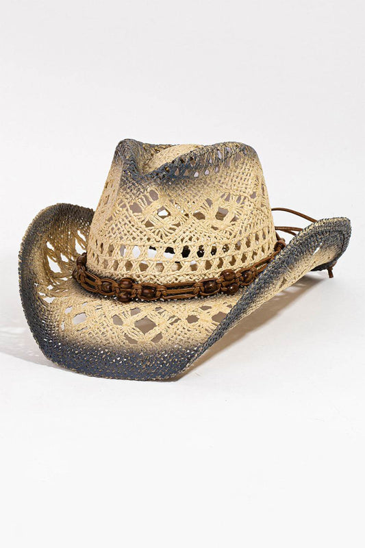 Fame Cutout Rope Strap Wide Brim Hat - Hovatok