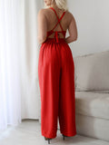Devine Tie Back Backless Crisscross Jumpsuit - Hovatok
