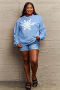 Simply Love Full Size Snowflake Graphic Sweatshirt - Hovatok