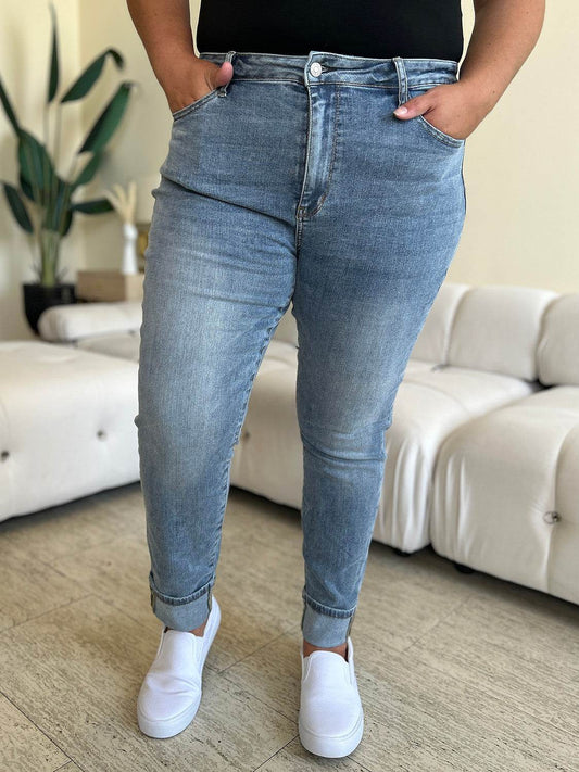 Judy Blue Full Size High Waist Cuff Hem Jeans - Hovatok