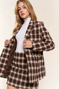 And The Why Full Size Plaid Brushed One Button Blazer - Hovatok
