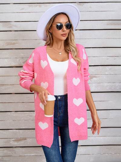 Angel Wings Heart Open Front Long Sleeve Cardigan - Hovatok