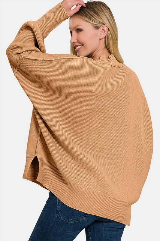 Zenana Side Sit Oversize Sweater - Hovatok