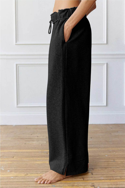 Drawstring Wide Leg Active Pants - Hovatok