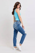 Judy Blue Full Size Button Fly Distressed Jeans with Pockets Plus Size - Hovatok