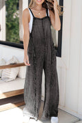 Frayed Exposed Seam Wide Leg Denim Overalls - Hovatok