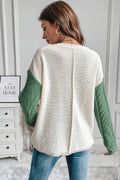 Double Take Full Size Color Block Drop Shoulder Sweater - Hovatok