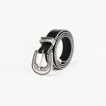 Studded Rhinestone PU Leather Belt - Hovatok