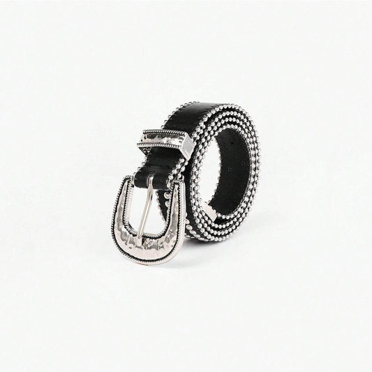 Studded Rhinestone PU Leather Belt - Hovatok