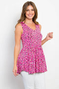 Be Stage Full Size Printed Tiered Sleeveless Top - Hovatok