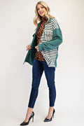 Celeste Full Size Striped Button Up Dropped Shoulder Shacket - Hovatok