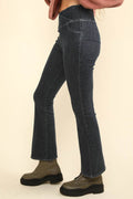 VERY J Washed Denim Stretchy Crossover Waist Leggings - Hovatok