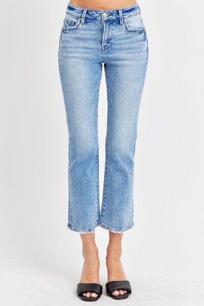RISEN Full Size Low Rise Crop Slim Straight Jeans - Hovatok