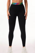 Letter Printed High Waist Active Leggings - Hovatok