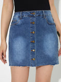 Pocketed Button Up Denim Skirt - Hovatok