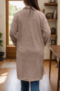 Full Size One Button Long Sleeve Longline Plush Coat - Hovatok