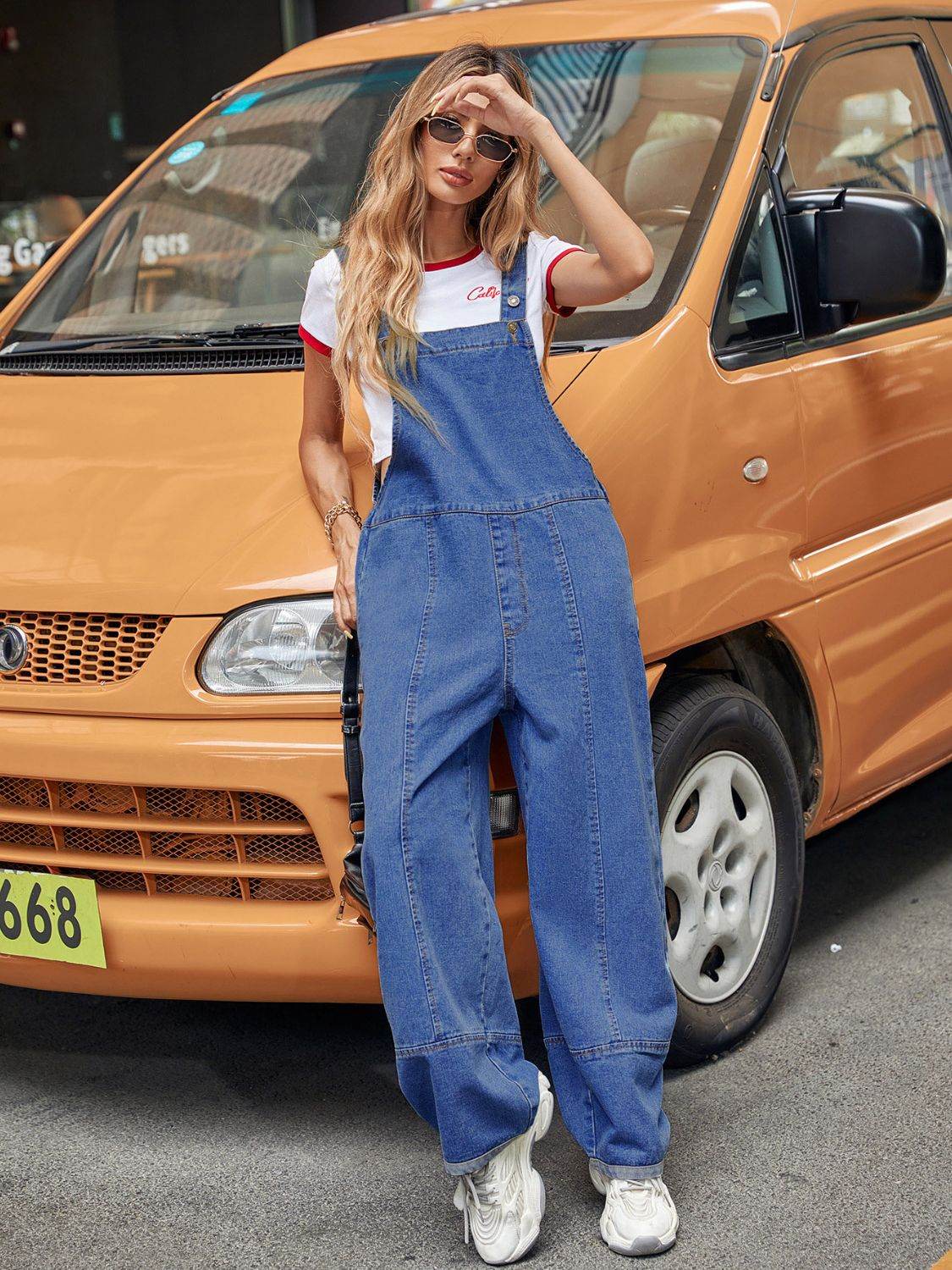 Wide Strap Wide Leg Denim Overalls - Hovatok