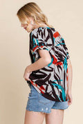 BOMBOM Printed Round Neck Short Sleeve T-Shirt - Hovatok