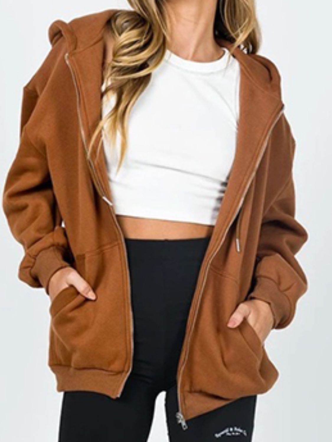 Zip-Up Drawstring Hoodie - Hovatok