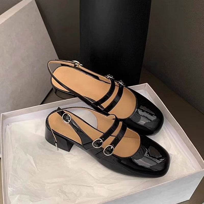 Square Toe Block Heel Mary Jane Shoes - Hovatok