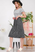 Celeste Plus Size Two Tone Animal Print Flutter Sleeve Midi Dress - Hovatok