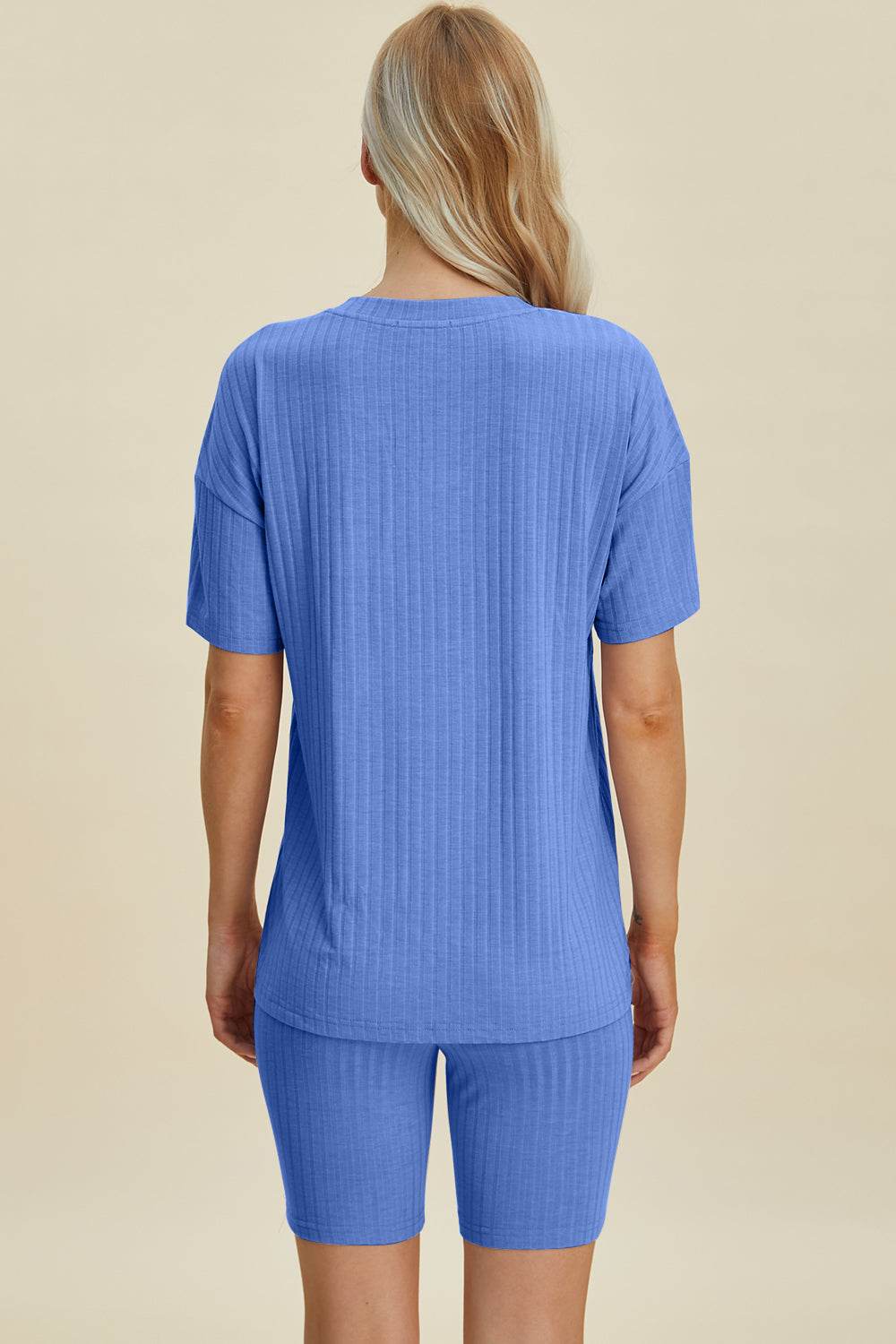 Basic Bae Full Size Ribbed V-Neck Short Sleeve Top and Shorts Set - Hovatok