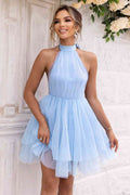 Halter Neck Backless Mesh Dress - Hovatok
