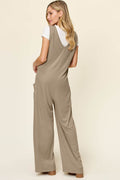 Double Take Full Size Sleeveless Wide Leg Jumpsuit with Pockets - Hovatok