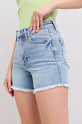 Judy Blue Full Size Tummy Control Raw Hem Denim Shorts Plus Size - Hovatok