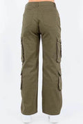 American Bazi Full Size Button Waist High Rise Cargo Pants Plus Size - Hovatok