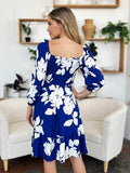 Double Take Full Size Floral Ruffle Hem Smocked Dress with Pockets - Hovatok