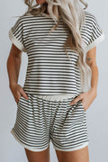 Striped Contrast Top and Shorts Set - Hovatok